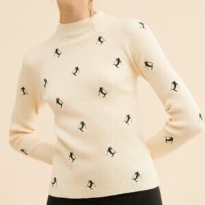 Anthropologie Maeve Skier ⛷️Ribbed Mock Neck Sweater XL